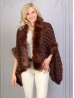 Premium Faux Fur Cape with Rose Imprints & Sleeves